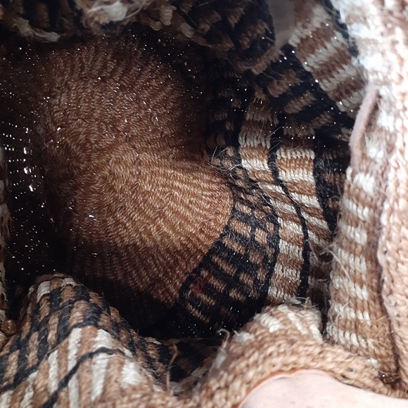 Backpack Purse Leather & Straw Made In Kenya Bohemian Y2K - Picture 9 of 10